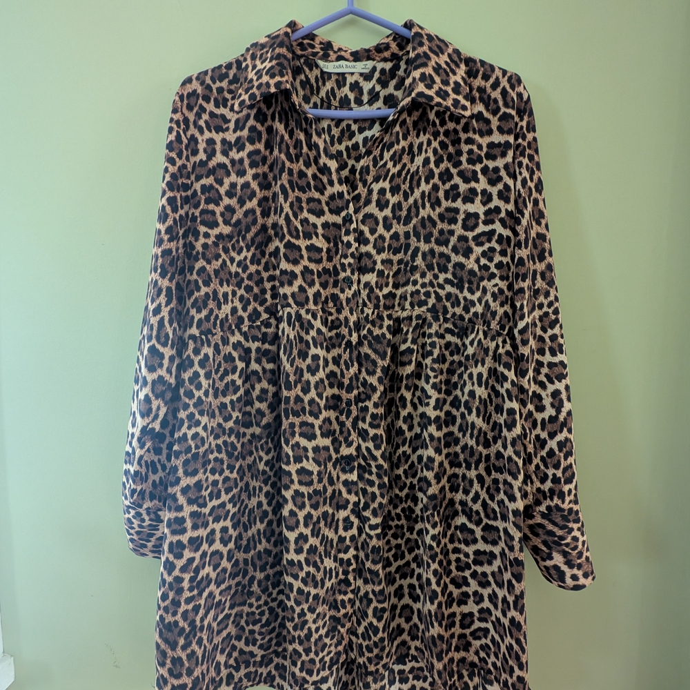 Zara Basic Animal Print Blouse
